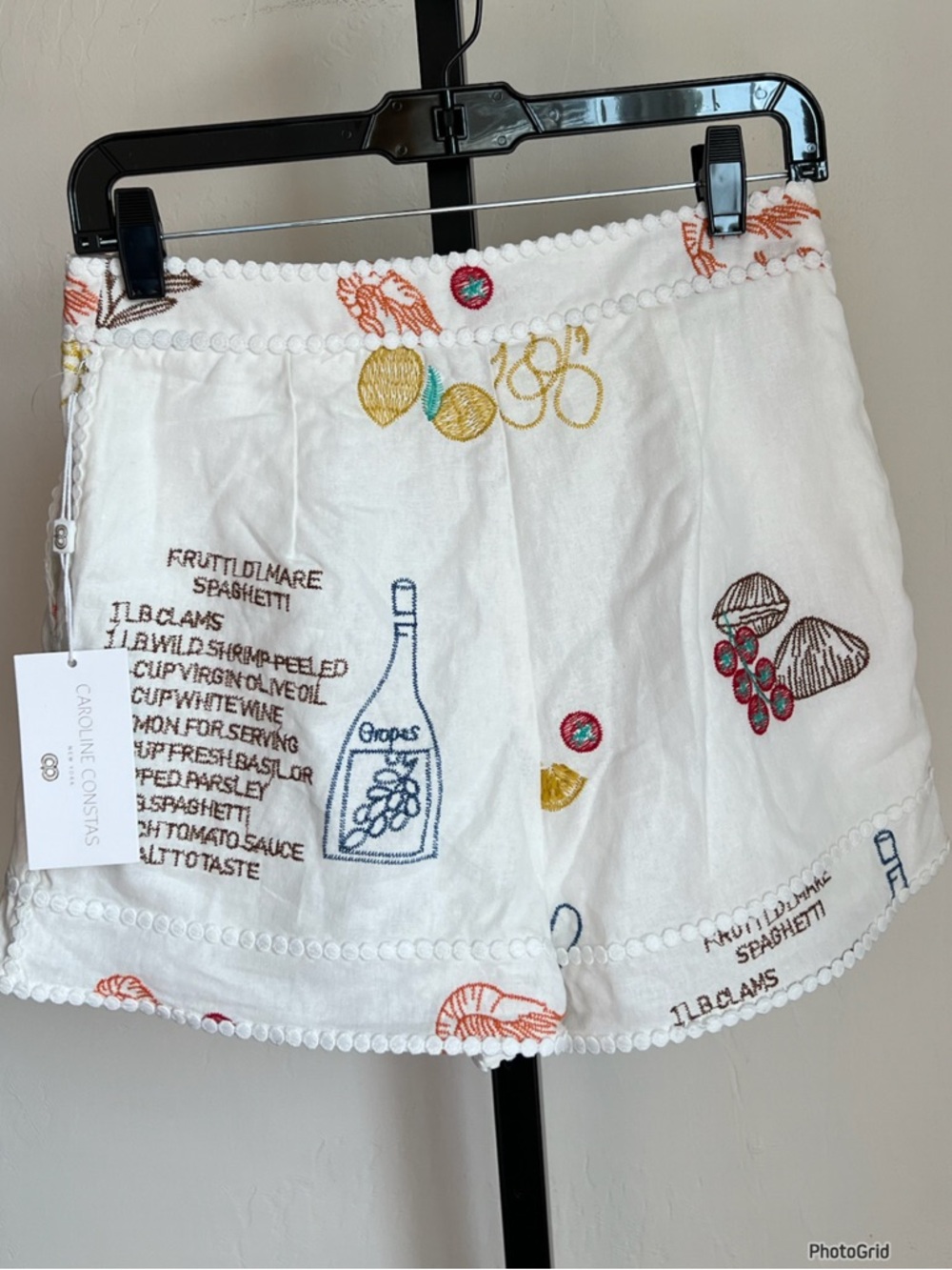 Caroline Constas Linen Blend Embroidered Shorts Size 2 New With Tags - Picture 2 of 3
